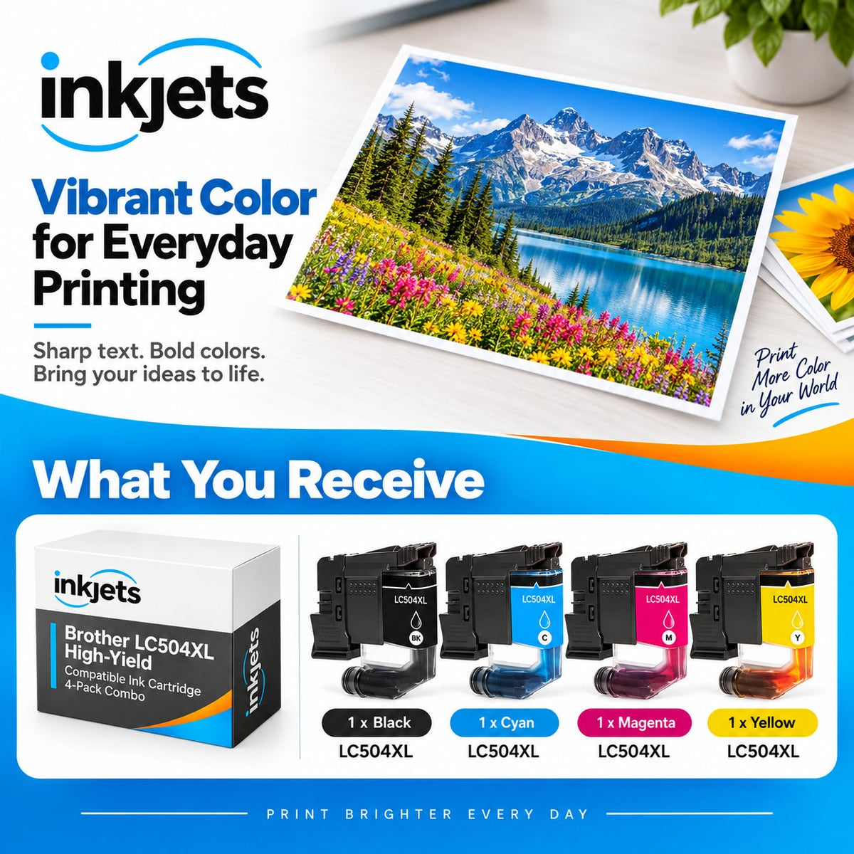 Brother LC504XL High Yield Compatible Ink Cartridge 4-Pack Combo