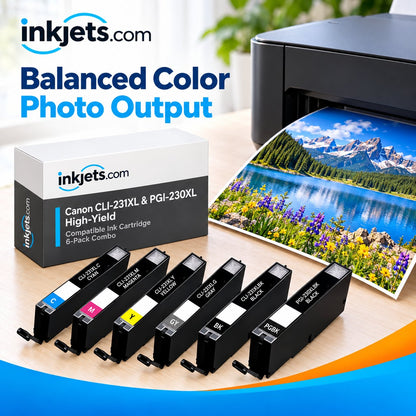 Canon CLI-231XL & PGI-230XL High-Yield Compatible Ink Cartridge 6-Pack Combo
