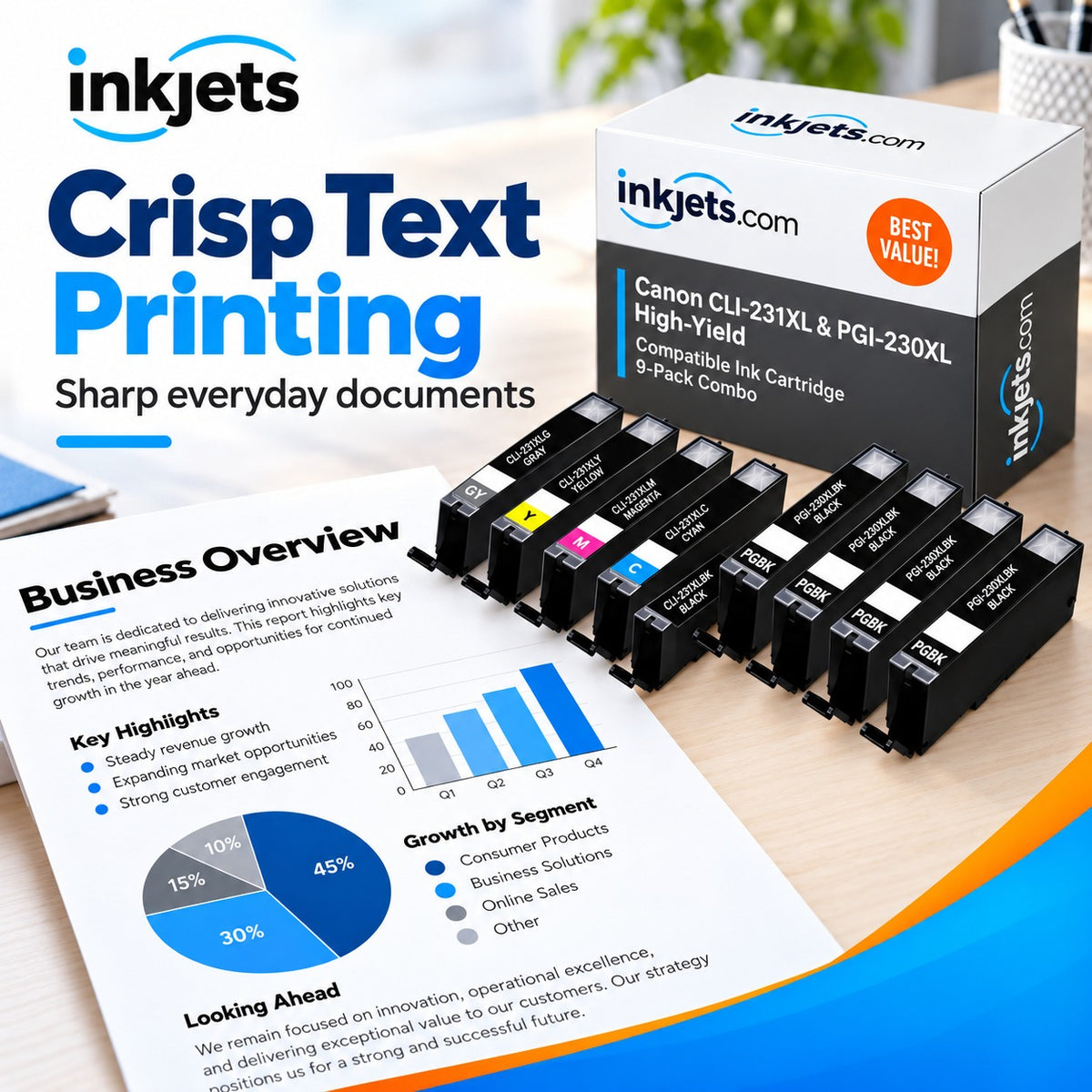 Canon CLI-231XL & PGI-230XL High-Yield Compatible Ink Cartridge 9-Pack Combo