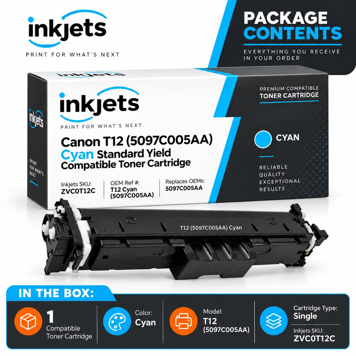 Canon T12 (5097C005AA) Cyan Standard Yield Compatible Toner Cartridge