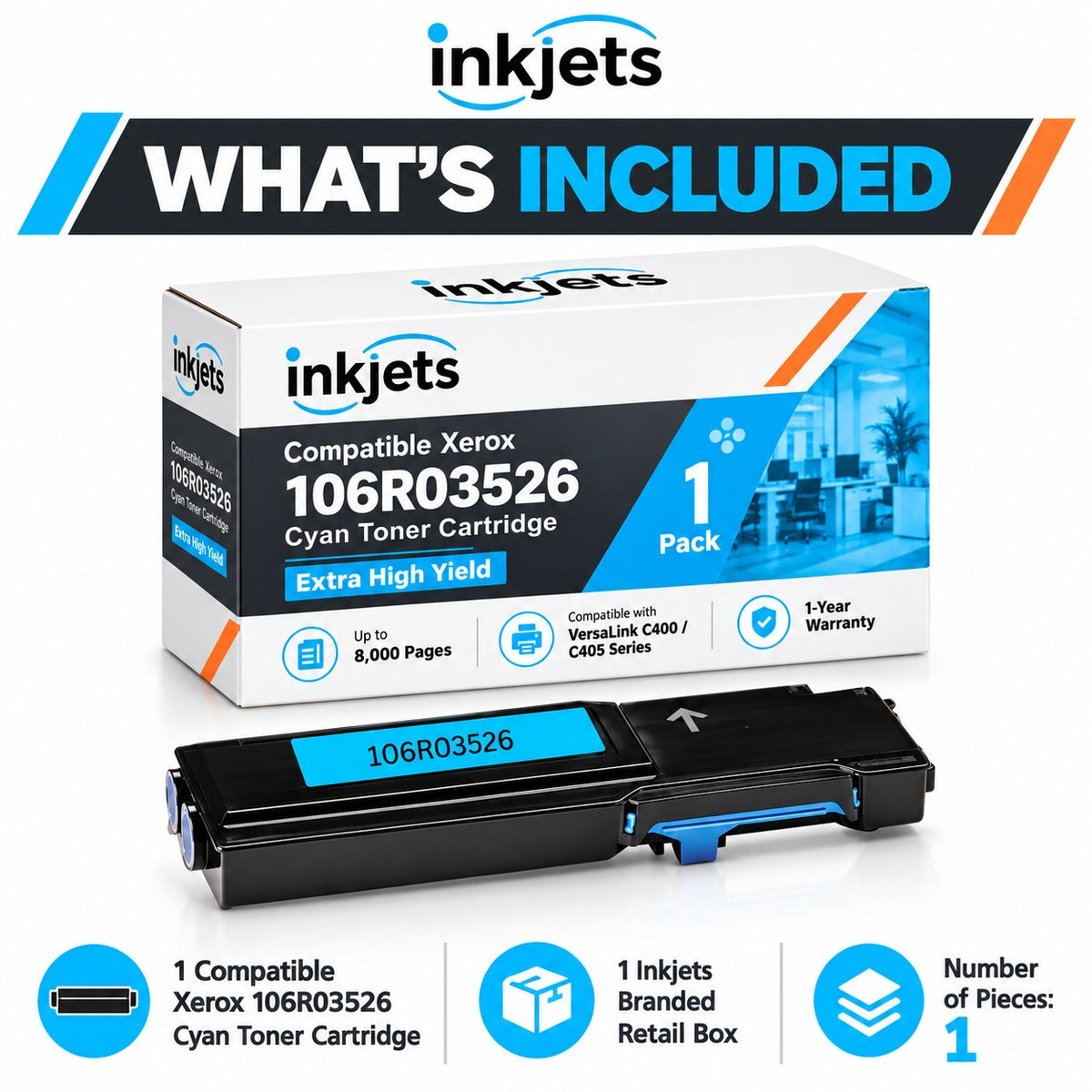Xerox 106R03526 Cyan Extra High Yield Compatible Toner Cartridge