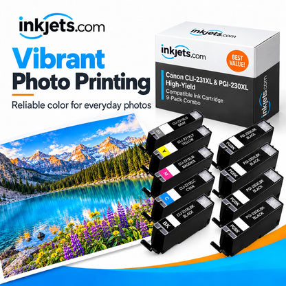 Canon CLI-231XL & PGI-230XL High-Yield Compatible Ink Cartridge 9-Pack Combo