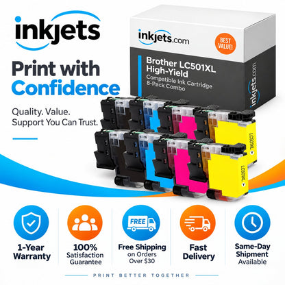 Brother LC501XL High Yield Compatible Ink Cartridge 8-Pack Combo