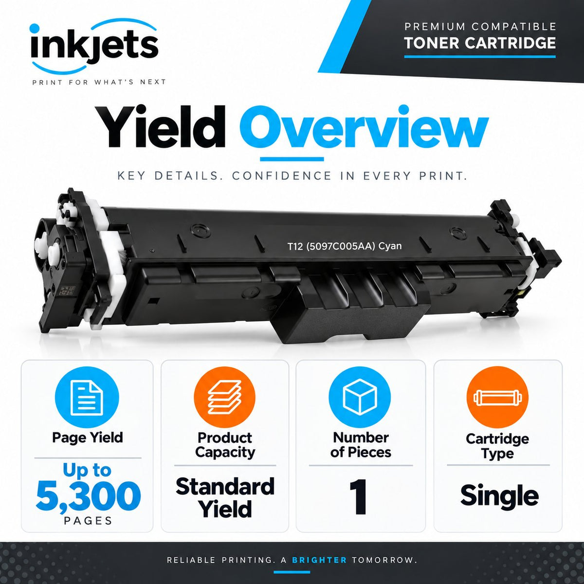 Canon T12 (5097C005AA) Cyan Standard Yield Compatible Toner Cartridge
