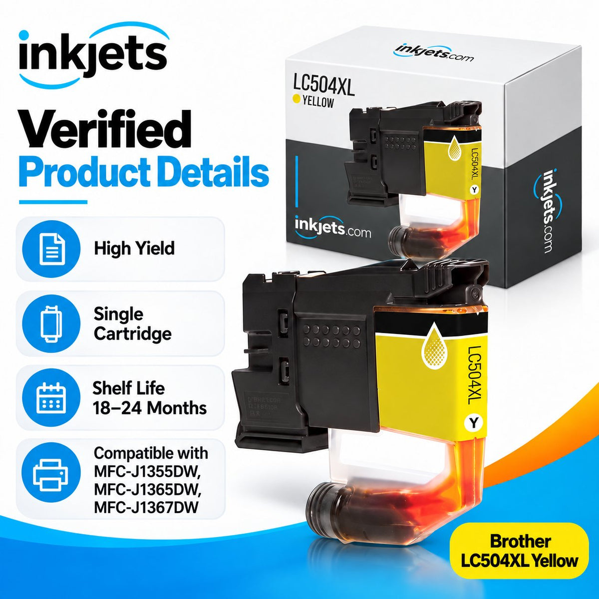 Brother LC504XLY Yellow High Yield Compatible Ink Cartridge