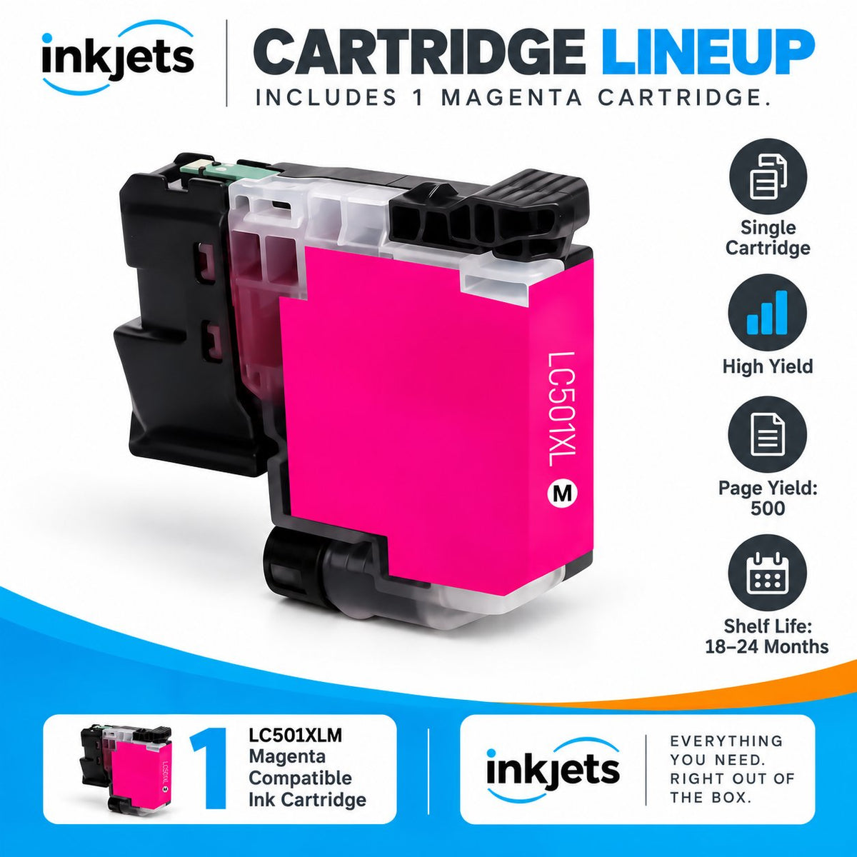 Brother LC501XLM Magenta High Yield Compatible Ink Cartridge