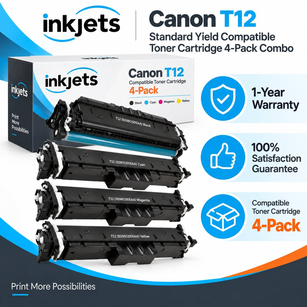 Canon T12 Standard Yield Compatible Toner Cartridge 4-Pack Combo