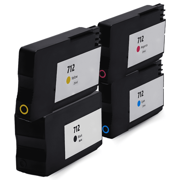 Remanufactured HP 712 Standard Yield Ink Cartridge 4-Piece Combo
