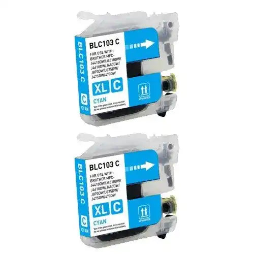 Brother LC103 / LC101 Cyan High-Yield Compatible Ink Cartridge Twin ...