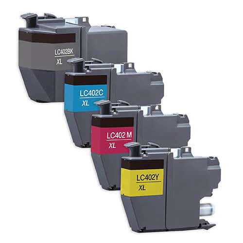 Compatible Brother LC402XL High Yield Ink Cartridge 4-Pack Combo