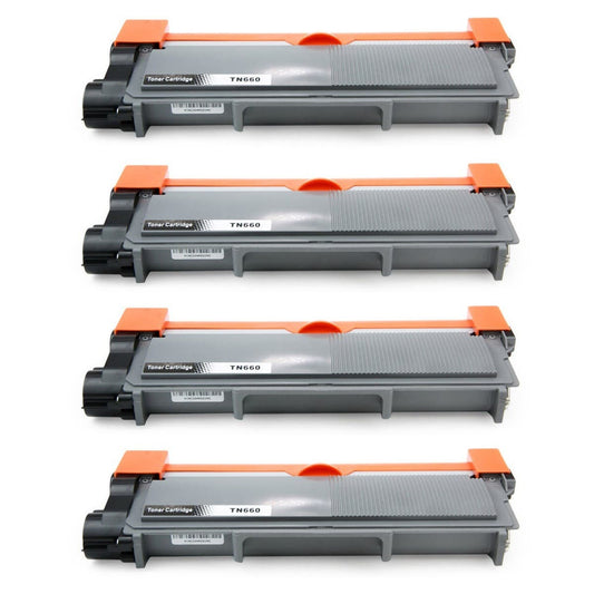 Brother TN660 (Replaces TN630) Black Compatible High-Yield Toner Cartridge 4-Pack