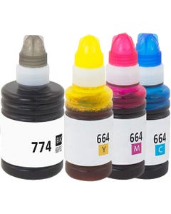 Epson 774 & 664 High-Yield Compatible Ink Bottle 4-Pack Inkjets.com
