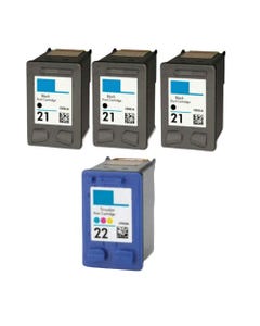 HP 21 & 22 Remanufactured Ink Cartridge 4-Pack