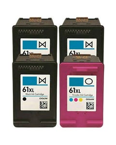 HP 61XL Black (CH563WN) Remanufactured High Yield Ink Cartridge 4-Pack